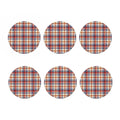 Red Blue And Beige Madras Plaid Print Coaster Set