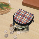 Red Blue And Beige Madras Plaid Print Coin Purse