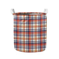 Red Blue And Beige Madras Plaid Print Collapsible Laundry Basket