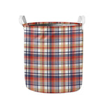 Red Blue And Beige Madras Plaid Print Collapsible Laundry Basket