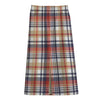 Red Blue And Beige Madras Plaid Print Cotton Front Slit Maxi Skirt