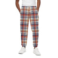 Red Blue And Beige Madras Plaid Print Cotton Sweatpants