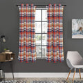 Red Blue And Beige Madras Plaid Print Grommet Curtain Panels