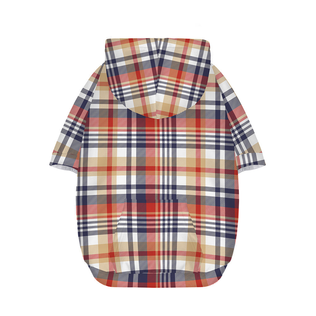 Red Blue And Beige Madras Plaid Print Dog Zip Up Hoodie