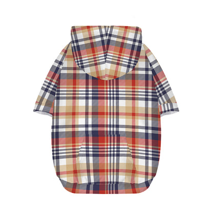 Red Blue And Beige Madras Plaid Print Dog Zip Up Hoodie