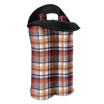 Red Blue And Beige Madras Plaid Print Double Neoprene Wine Tote