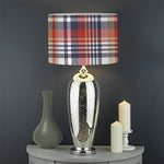Red Blue And Beige Madras Plaid Print Drum Lamp Shade