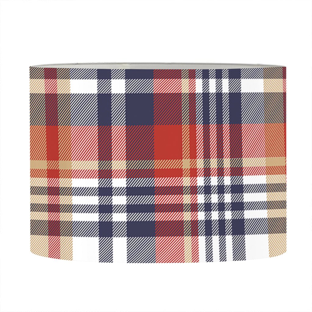 Red Blue And Beige Madras Plaid Print Drum Lamp Shade
