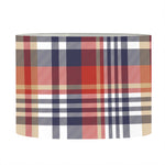 Red Blue And Beige Madras Plaid Print Drum Lamp Shade