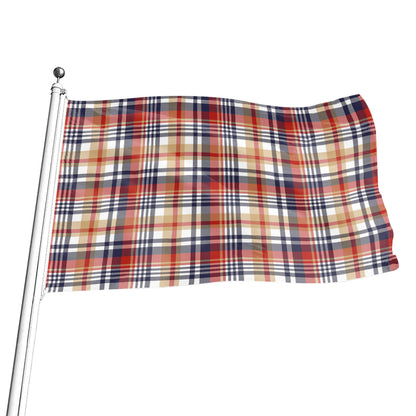 Red Blue And Beige Madras Plaid Print Flag