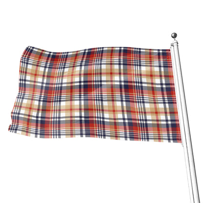 Red Blue And Beige Madras Plaid Print Flag