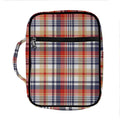 Red Blue And Beige Madras Plaid Print Front Pocket Bible Bag