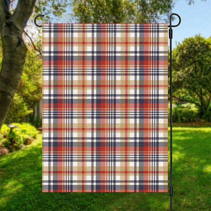 Red Blue And Beige Madras Plaid Print Garden Flag