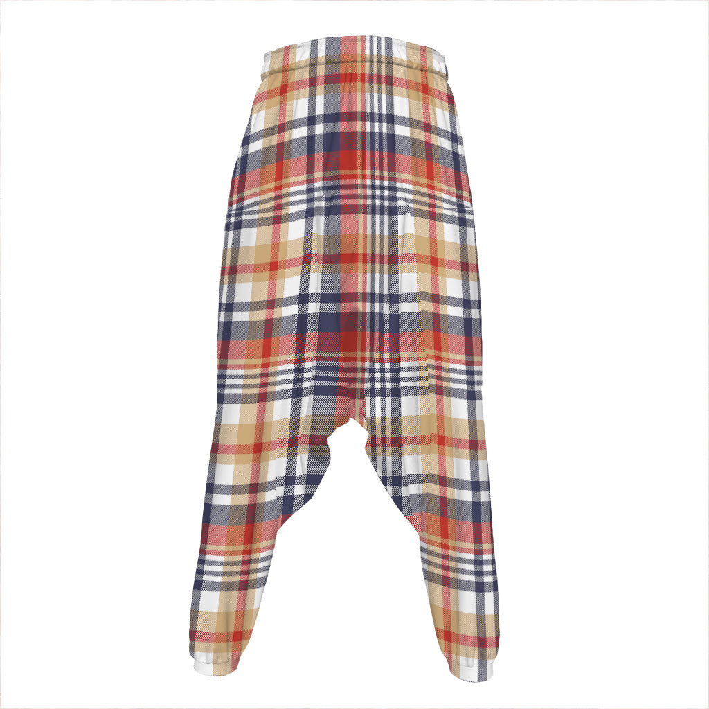 Red Blue And Beige Madras Plaid Print Hammer Pants
