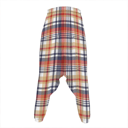 Red Blue And Beige Madras Plaid Print Hammer Pants
