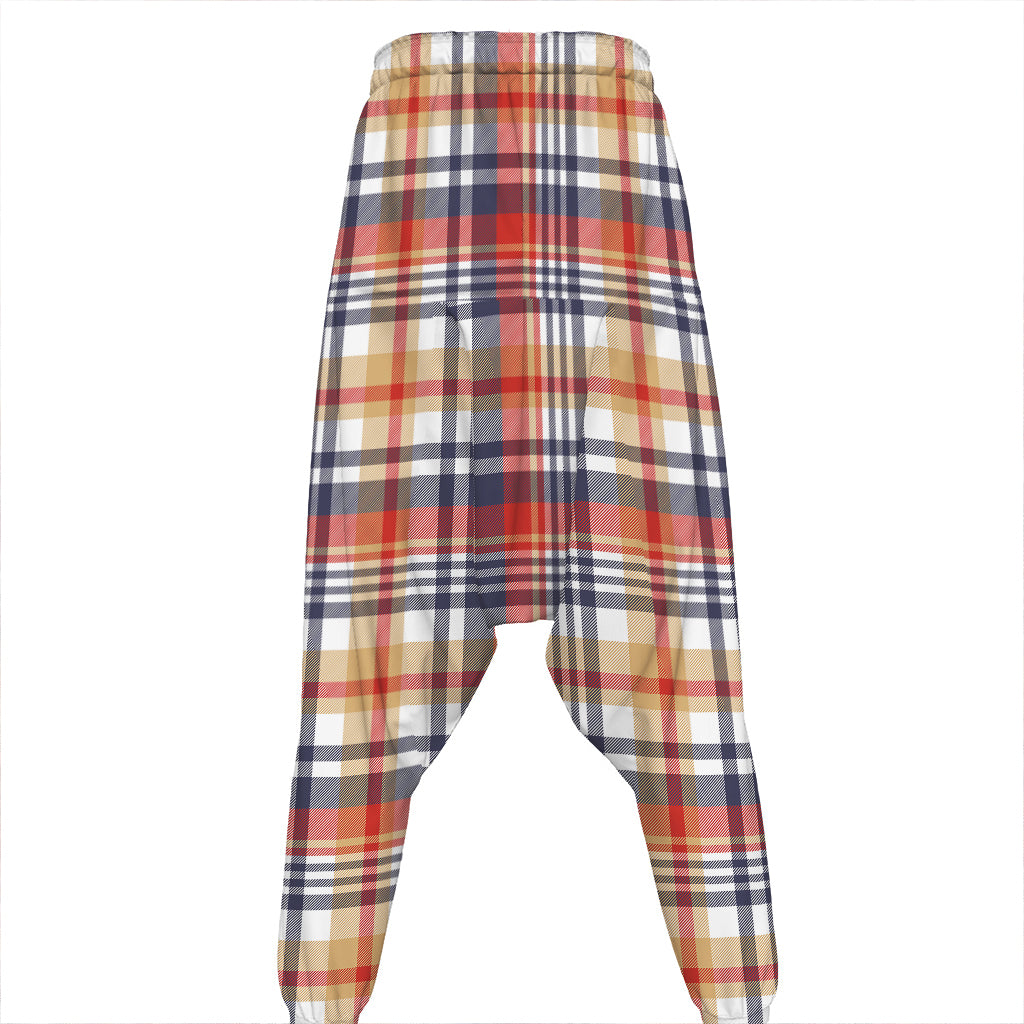 Red Blue And Beige Madras Plaid Print Hammer Pants