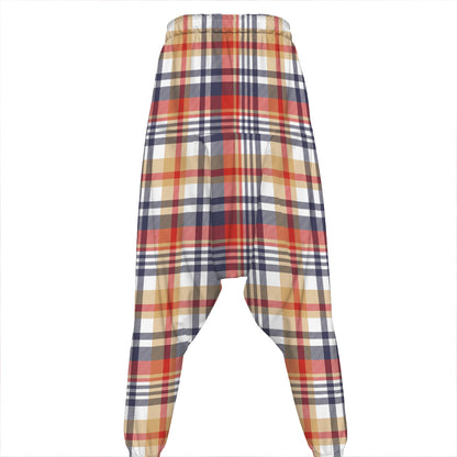 Red Blue And Beige Madras Plaid Print Hammer Pants