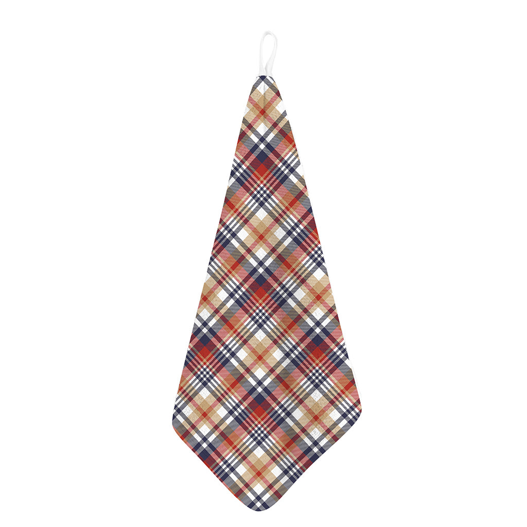 Red Blue And Beige Madras Plaid Print Hand Towel