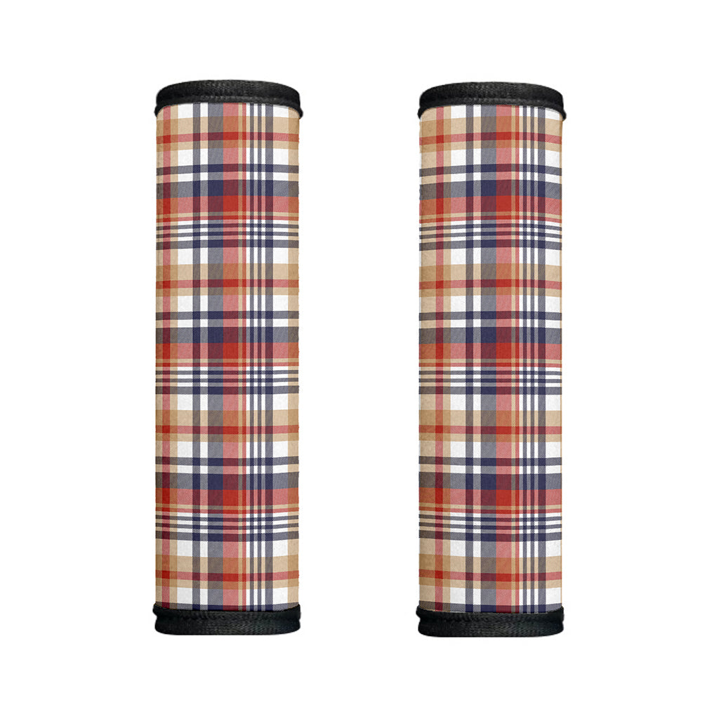 Red Blue And Beige Madras Plaid Print Handle Covers