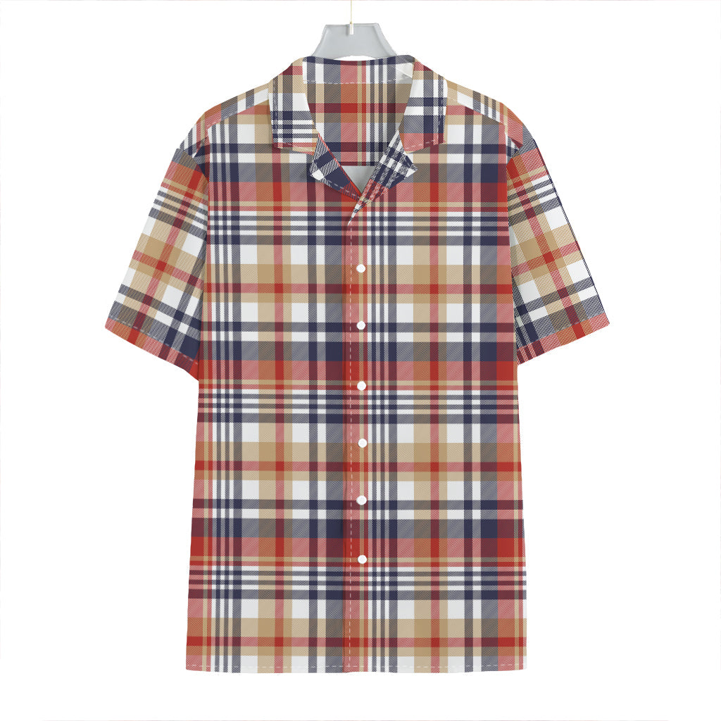 Red Blue And Beige Madras Plaid Print Hawaiian Shirt