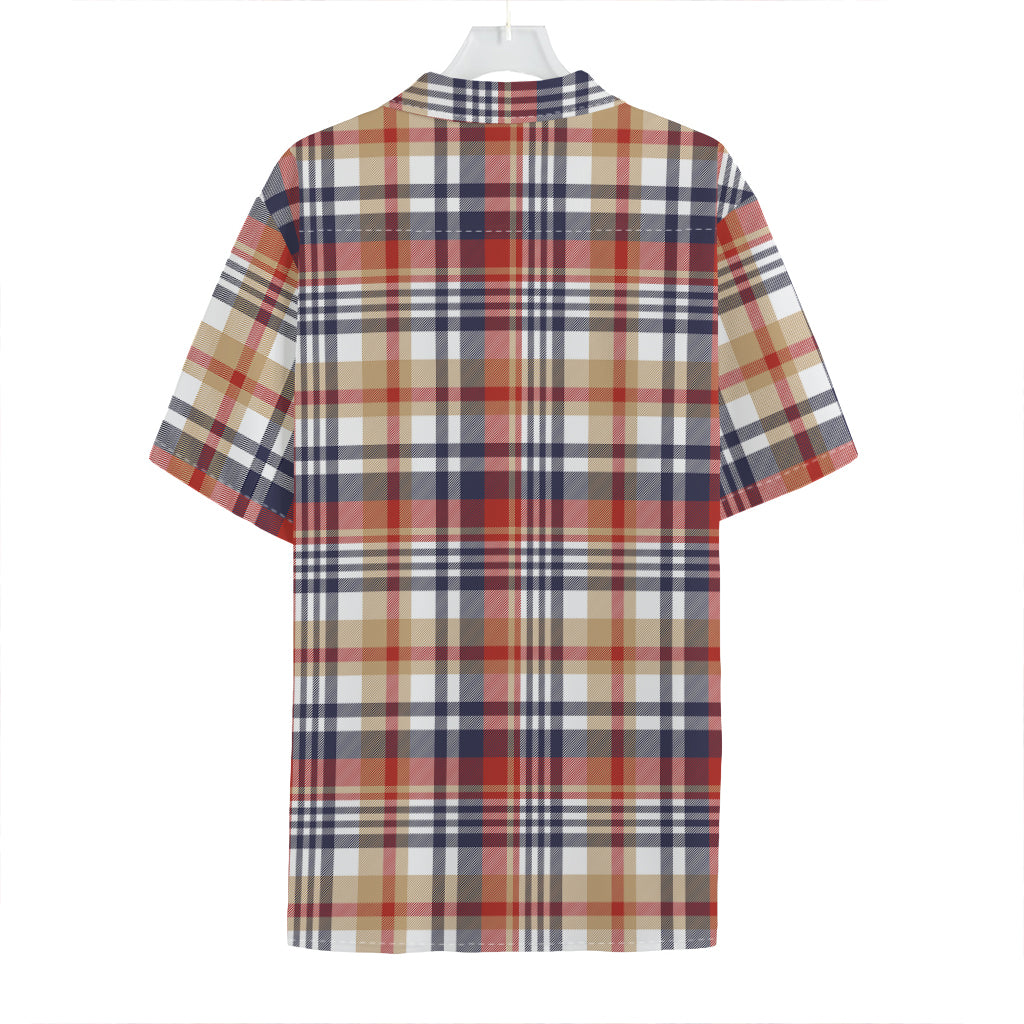 Red Blue And Beige Madras Plaid Print Hawaiian Shirt