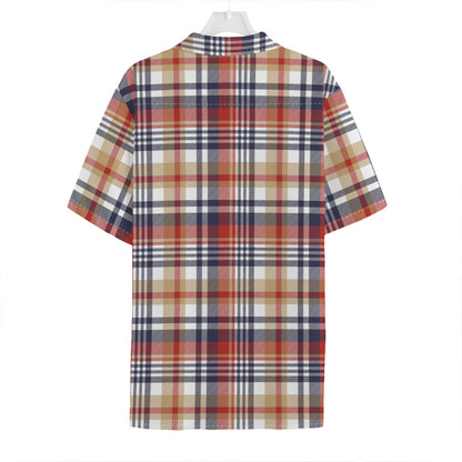Red Blue And Beige Madras Plaid Print Hawaiian Shirt
