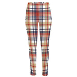 Red Blue And Beige Madras Plaid Print High-Waisted Pocket Leggings