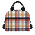 Red Blue And Beige Madras Plaid Print Insulated Lunch Bag