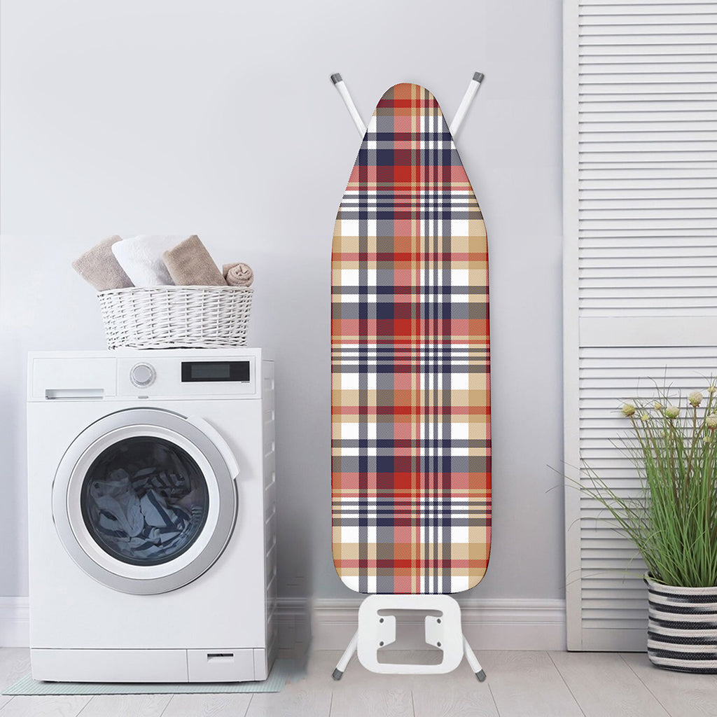 Red Blue And Beige Madras Plaid Print Ironing Board Cover
