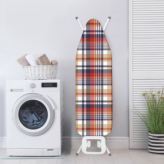 Red Blue And Beige Madras Plaid Print Ironing Board Cover
