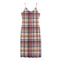 Red Blue And Beige Madras Plaid Print Jersey Midi Cami Dress