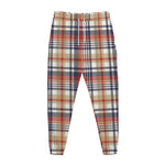 Red Blue And Beige Madras Plaid Print Jogger Pants