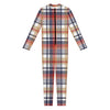 Red Blue And Beige Madras Plaid Print Jumpsuit