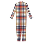 Red Blue And Beige Madras Plaid Print Jumpsuit