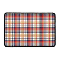 Red Blue And Beige Madras Plaid Print Kitchen Mat