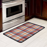 Red Blue And Beige Madras Plaid Print Kitchen Mat