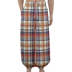Red Blue And Beige Madras Plaid Print Lantern Pants