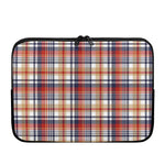 Red Blue And Beige Madras Plaid Print Laptop Sleeve