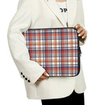 Red Blue And Beige Madras Plaid Print Laptop Sleeve