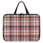 Red Blue And Beige Madras Plaid Print Laptop Sleeve With Handle