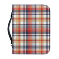 Red Blue And Beige Madras Plaid Print Leather Bible Cover