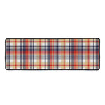 Red Blue And Beige Madras Plaid Print Long Kitchen Mat