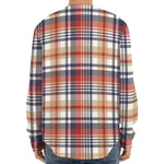 Red Blue And Beige Madras Plaid Print Long Sleeve Baseball Jersey