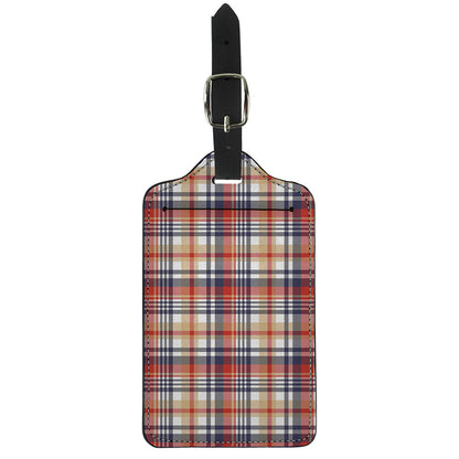 Red Blue And Beige Madras Plaid Print Luggage Tag