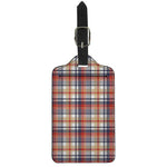 Red Blue And Beige Madras Plaid Print Luggage Tag