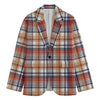 Red Blue And Beige Madras Plaid Print Men's Blazer