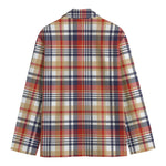 Red Blue And Beige Madras Plaid Print Men's Blazer