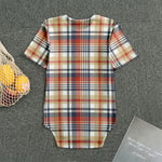 Red Blue And Beige Madras Plaid Print Men's Bodysuit