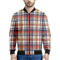 Red Blue And Beige Madras Plaid Print Men's Bomber Jacket