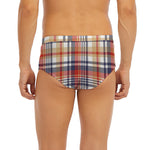 Red Blue And Beige Madras Plaid Print Men's Briefs